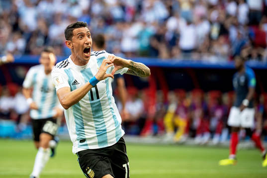 Angel Di Maria of Argentina celebrates