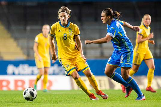 Sveriges Lina Hurtig och Ukrainas Iya Andruschak