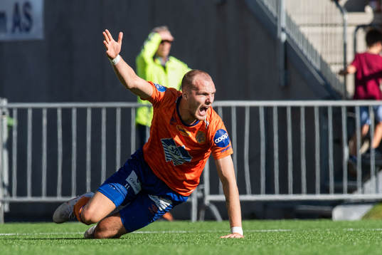 Goalkeeper Andreas Lie of Aalesund reacts
