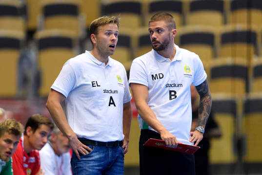 Hammarbys tränare Erik Larholm och Martin Dolk