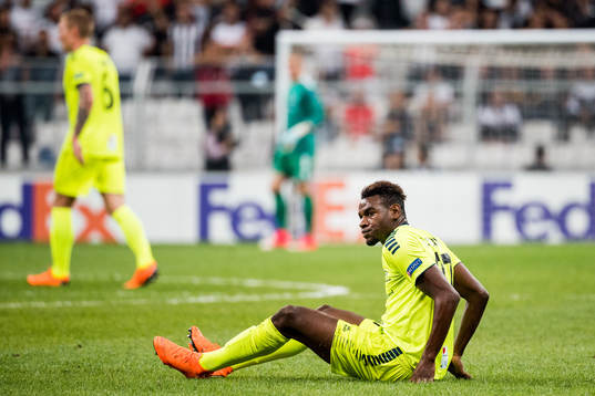 Rashad Muhammed of Sarpsborg 08 looks dejected