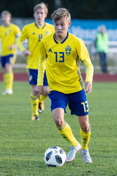 Sveriges Adam Hellqvist i landskampen i fotboll mellan