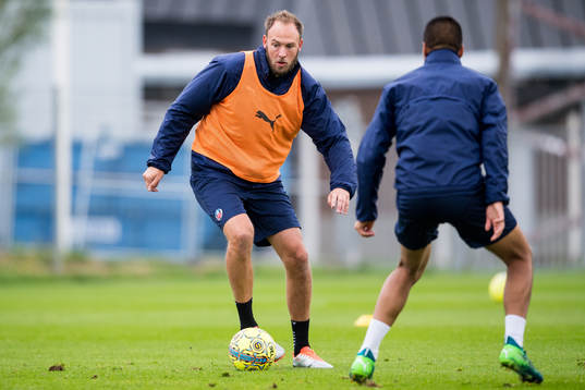 Andreas Granqvist ,under en fotbollsträning med Helsingborg