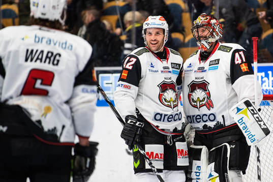 Malmö Redhawks Niklas Arell och målvakt Cristopher