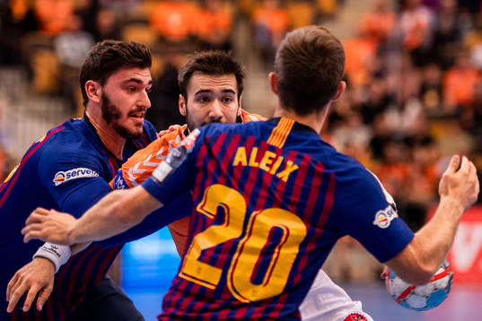 Kristianstads Marc Canellas och Barcelonas Aleix Gómez