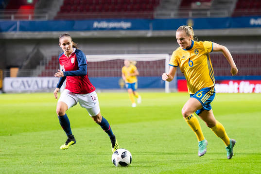 Sveriges Magdalena Eriksson och Norges Guro Reiten