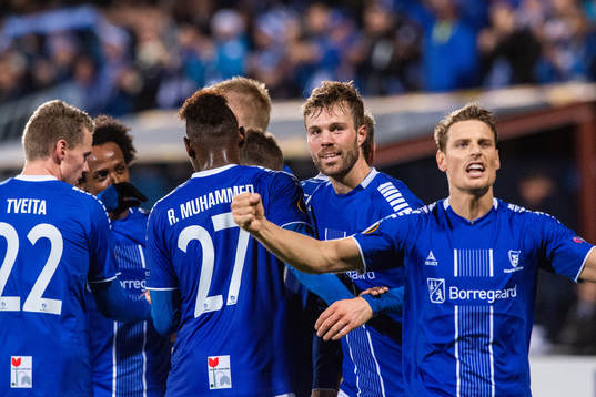 Patrick Mortensen of Sarpsborg 08 celeberates