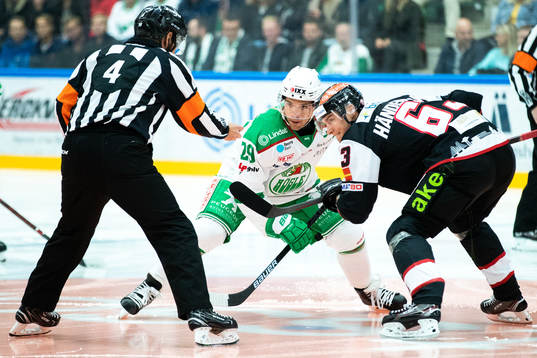 Rögles Matt Anderson och Malmö Redhawks Fredrik Händemark