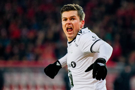 Pål André Helland of Rosenborg celebrates the 2-0 goal