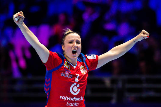 Katarina Krpez Slezak of Serbia celebrates
