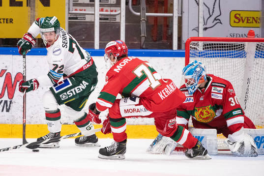 Frölundas Patrik Carlsson och Moras Michael Keränen och