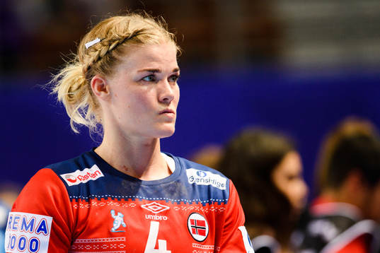Veronica Kristiansen of Norway looks dejected