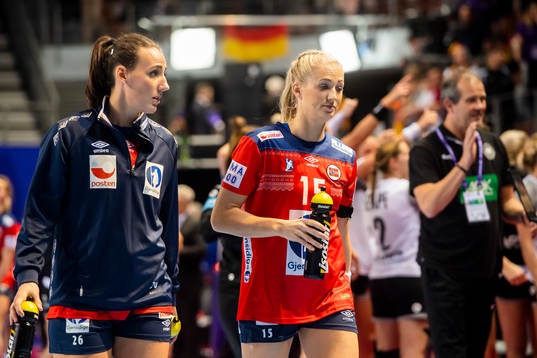 Marta Tomac and Linn Jørum Sulland of Norway look dejected