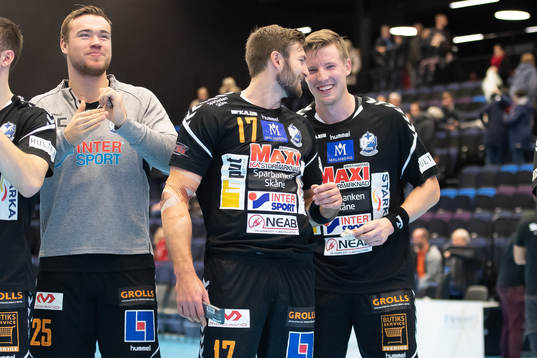 Kristianstads Helge Freiman och Adam Nyfjäll jublar