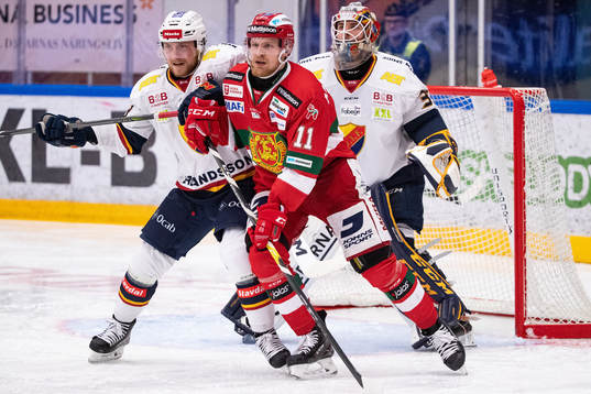 Djurgårdens Linus Hultström och Moras Alexander Hilmerson
