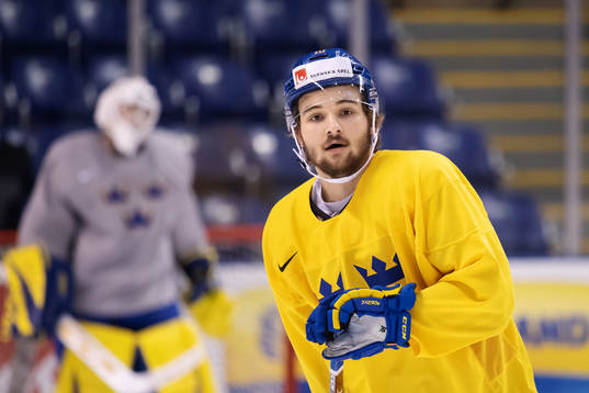 Emil Bemström of team Sweden at a morning skate session