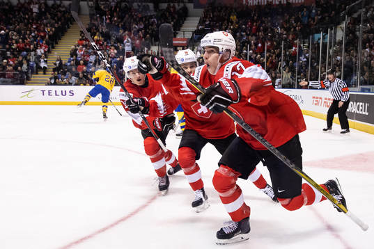 Matthew Verboon, Sandro Schmid and Luca Wyss of Switzerland