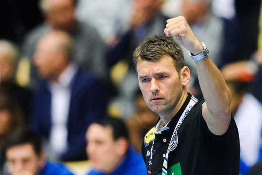 Christian Prokop, head coach of Germany, celebrates