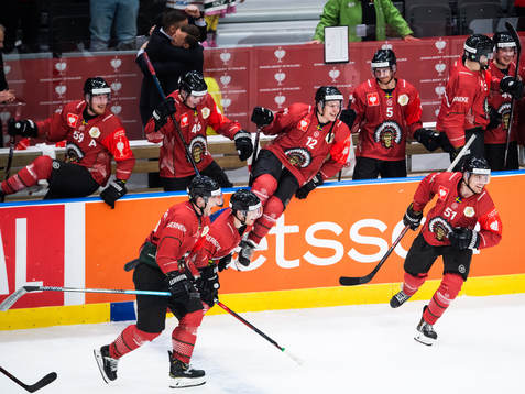 Max Friberg and Mats Rosseli Olsen celebrate
