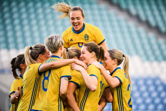 Magdalena Eriksson and Mimmi Larsson of Sweden celebrates