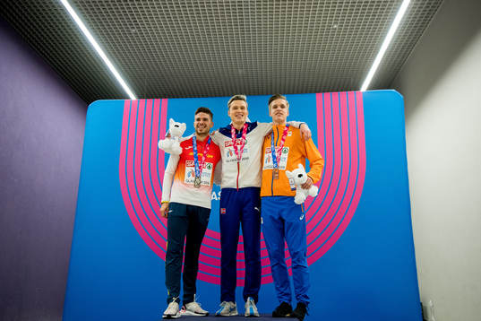 Oscar Husillos of Spain, Karsten Warholm of Norway and Tony