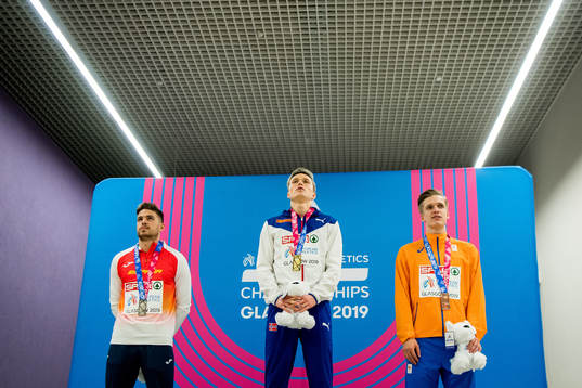 Oscar Husillos of Spain, Karsten Warholm of Norway and Tony