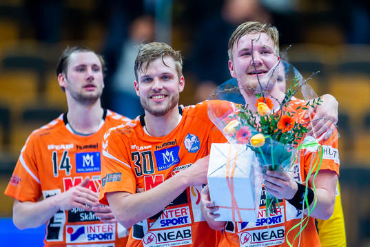 Kristianstads Anton Halén och Emil Hansson jublar