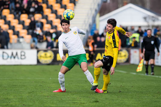 Hammarbys Jean Carlos de Brito och Mjällbys Mirza Halvadzic