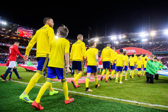 Marcus Berg of Sweden enter the pitch prior to the UEFA