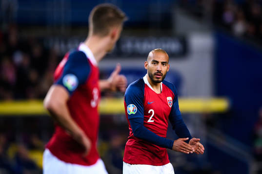 Kristoffer Ajer and Haitam Aleesami of Norway
