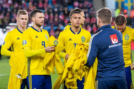 Emil Krafth, Marcus Berg and Robin Quaison of Sweden