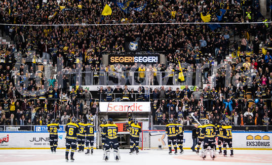 s spelare jublar mot supportrar