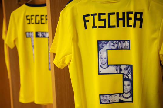 Jerseys of Caroline Seger and Nilla Fischer are seen in