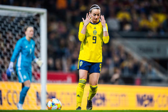 Kosovare Asllani of Sweden looks dejected