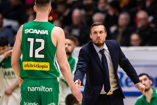 Södertäljes Alexander Lindqvist och tränare Ludvig