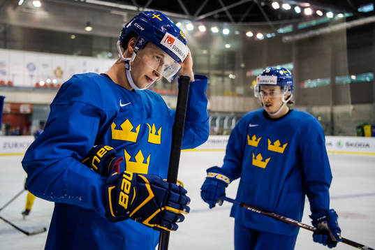 Elias Pettersson of Sweden at a practice session