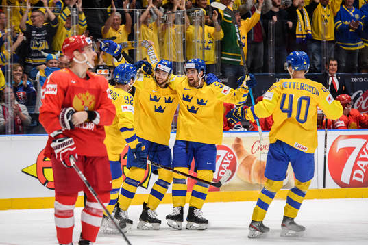 Gabriel Landeskog, Marcus Pettersson, Erik Gustafsson and
