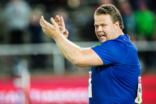 Daniel Ståhl of Sweden celebrates