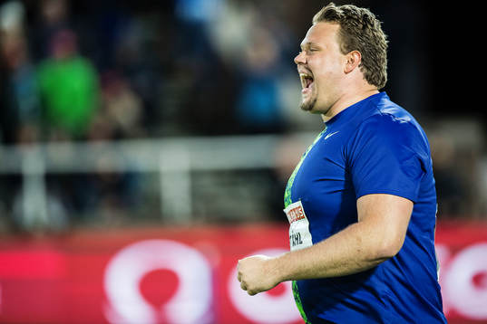 Daniel Ståhl of Sweden celebrates
