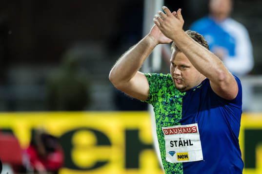 Daniel Ståhl of Sweden celebrates