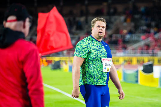 Daniel Ståhl of Sweden reacts