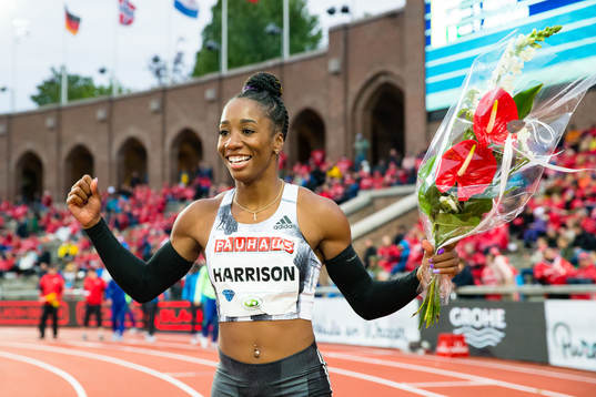 Kendra Harrison of USA celebrates the victory in the