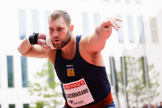 Viktor Gardenkrans of Sweden in the men's shot put