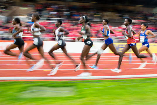 Athletes running in the women's 5000m