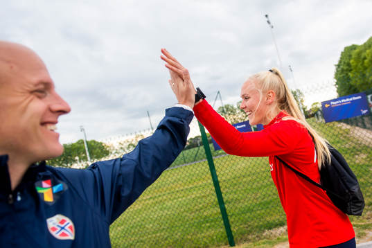 Anders Jacobson, assistant coach of Norway, and Maria