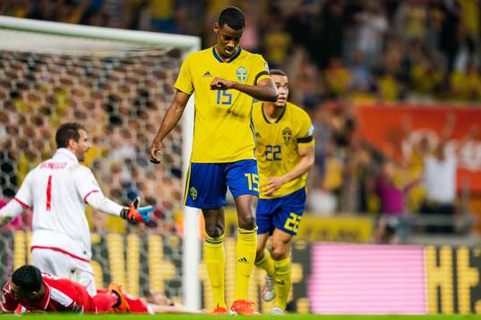 Alexander Isak of Sweden celebrates