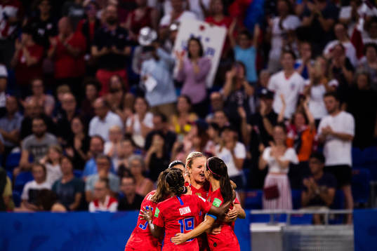 Players of USA celebrate the 1-2 goal by Alex Morgan