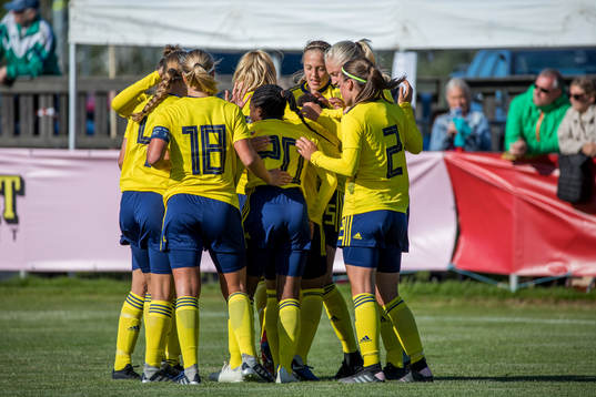Sveriges spelare jublar