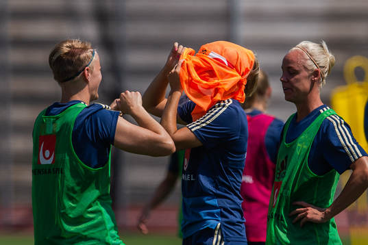 Nilla Fischer , Linda Sembrant and Caroline Seger of Sweden