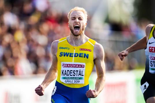 Kasper Kadestål of Sweden celebrates
